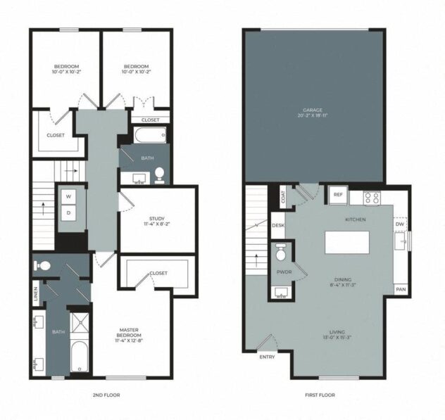 Rendering of the TAa floor plan with 3 bedroom[s] and 2.5 bathroom[s] at Windsor West Plano