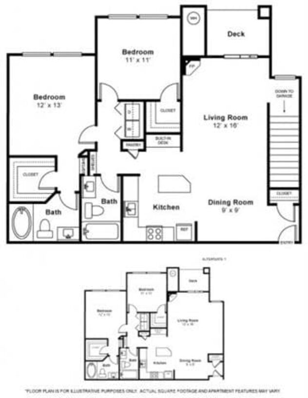 Rendering of the Taylor Ridge floor plan with 2 bedroom[s] and 2 bathroom[s] at The Estates at Cougar Mountain