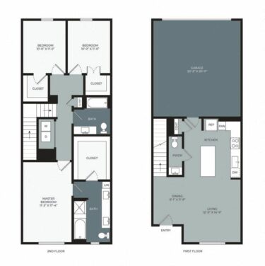 Rendering of the TB floor plan with 3 bedroom[s] and 2.5 bathroom[s] at Windsor West Plano