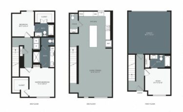 Rendering of the TD floor plan with 3 bedroom[s] and 3.5 bathroom[s] at Windsor West Plano