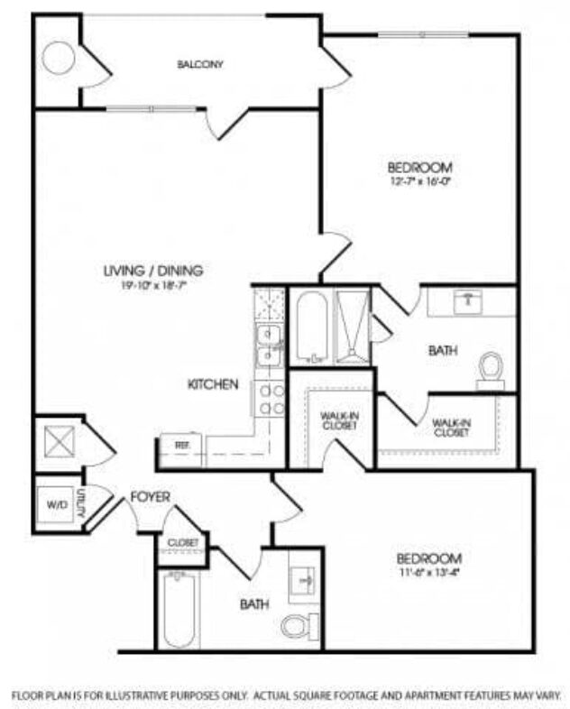 Rendering of the The Blakely floor plan with 2 bedroom[s] and 2 bathroom[s] at The Manhattan by Windsor