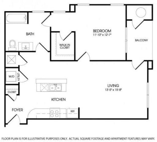 Rendering of the The Empire floor plan with 1 bedroom[s] and 1 bathroom[s] at The Manhattan by Windsor