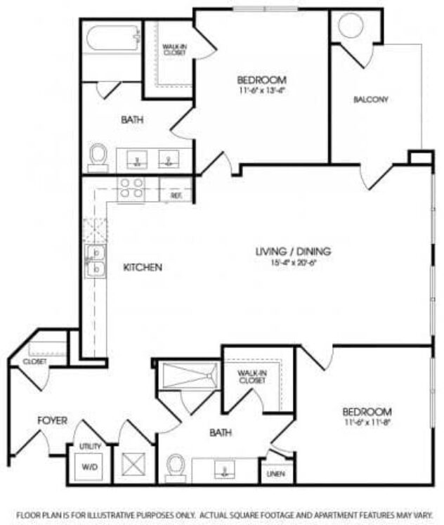 Rendering of the The Millenium floor plan with 2 bedroom[s] and 2 bathroom[s] at The Manhattan by Windsor