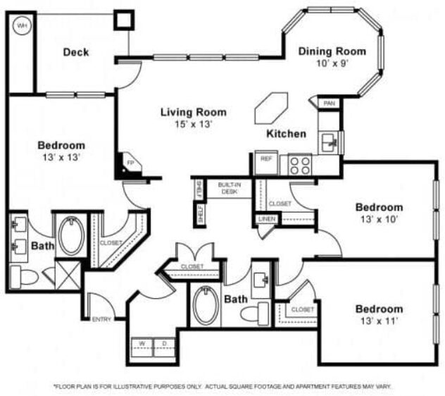 Rendering of the Tiger floor plan with 3 bedroom[s] and 2 bathroom[s] at The Estates at Cougar Mountain