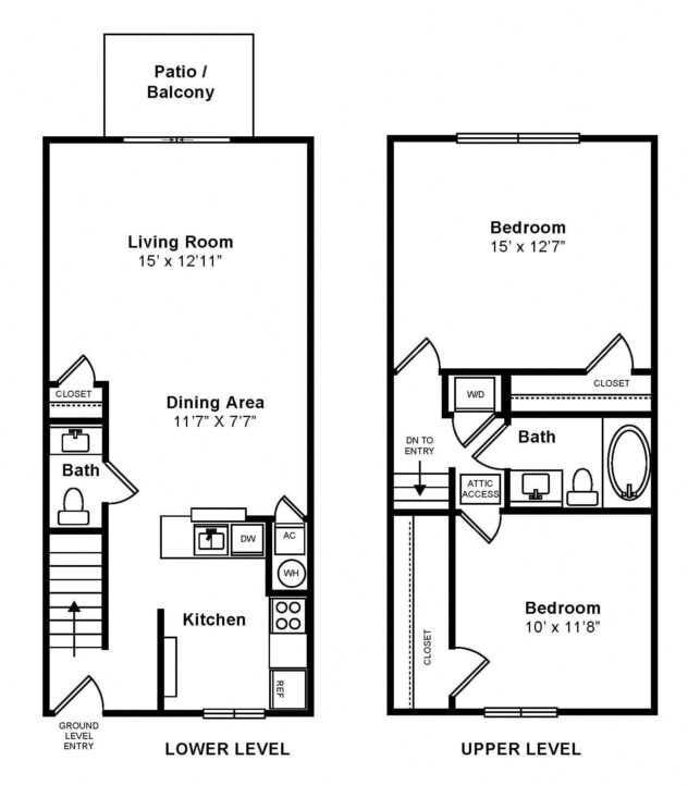 Rendering of the Webster floor plan with 2 bedroom[s] and 1.5 bathroom[s] at Windsor Ridge at Westborough