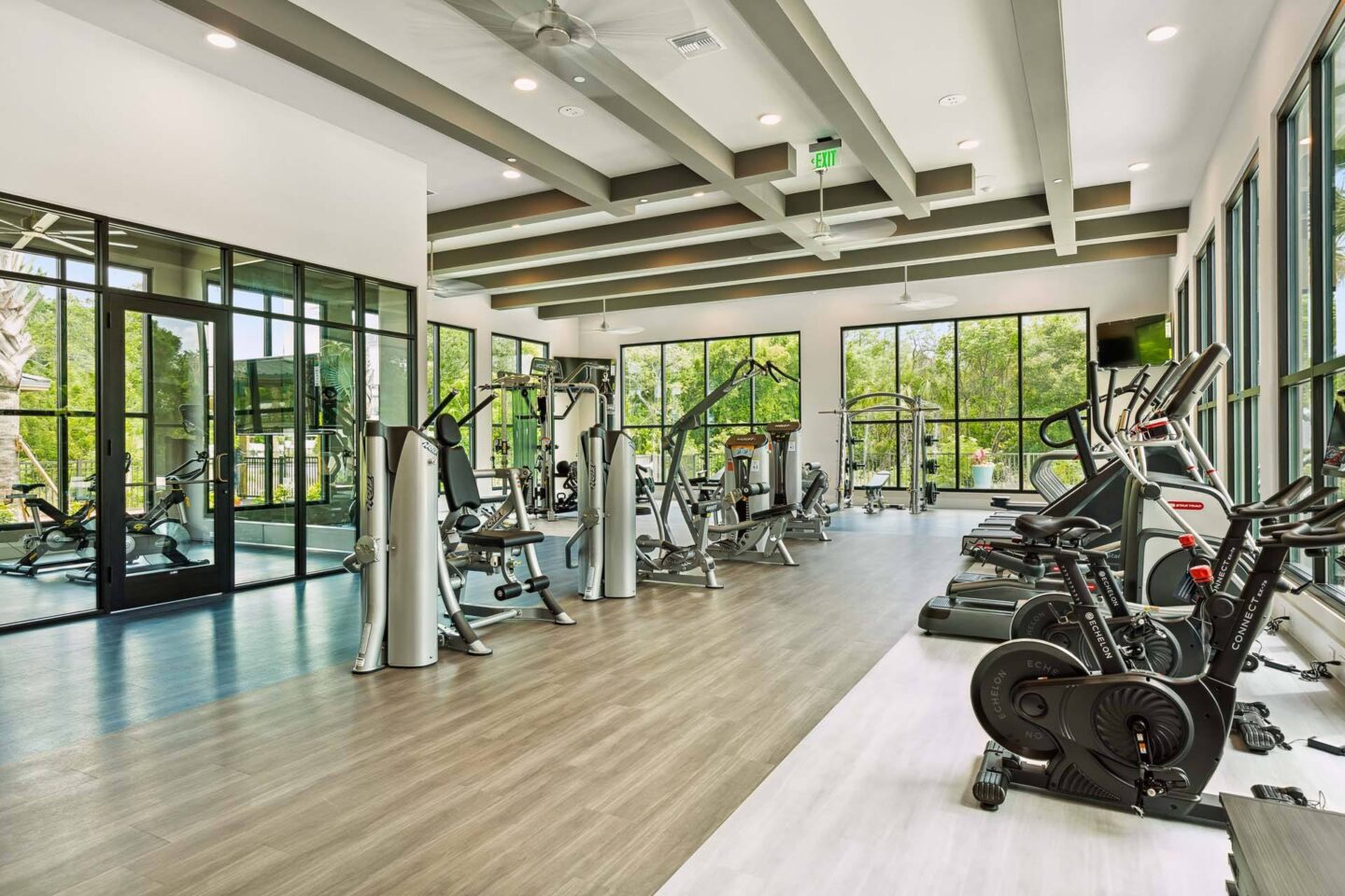 Fitness center with cardio and weights at Windsor Cleartwater, Clearwater, FL 33763