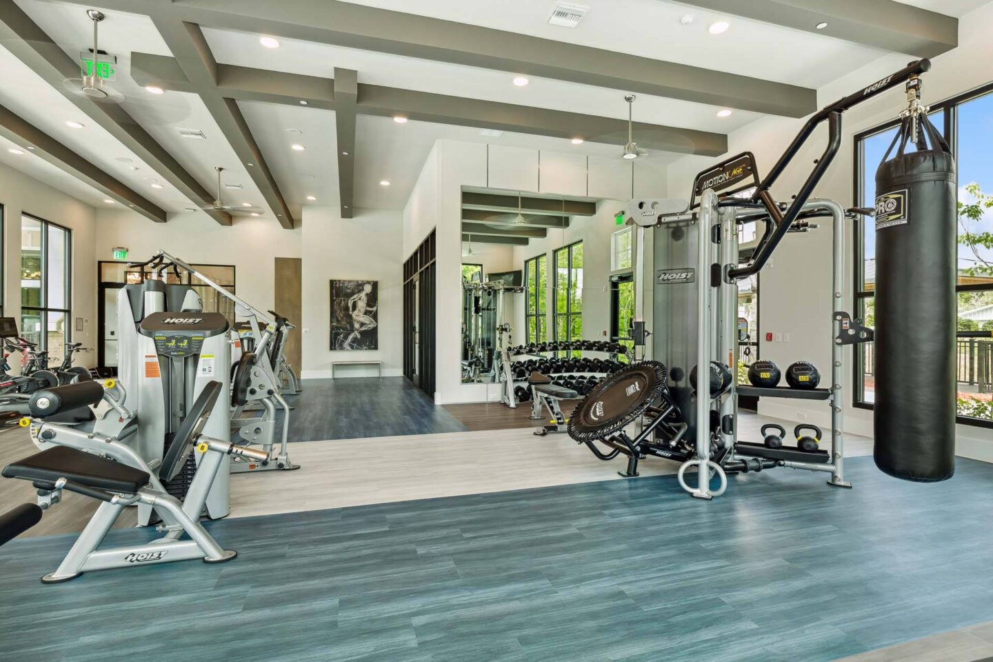 Fitness center with cardio and weights at Windsor Cleartwater, Clearwater, FL 33763