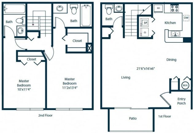 Rendering of the B6 floor plan with 2 bedroom[s] and 2 bathroom[s] at Windsor Coconut Creek