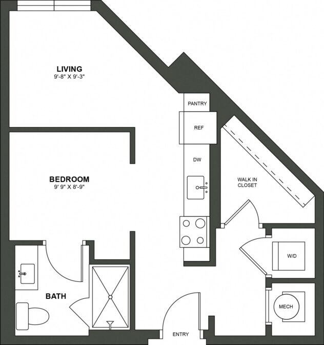 Rendering of the S5 floor plan with a Studio bedroom and 1 bathroom[s] at High Street