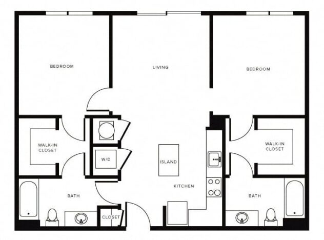 Rendering of the B3 floor plan with 2 bedroom[s] and 2 bathroom[s] at Morningside Atlanta by Windsor