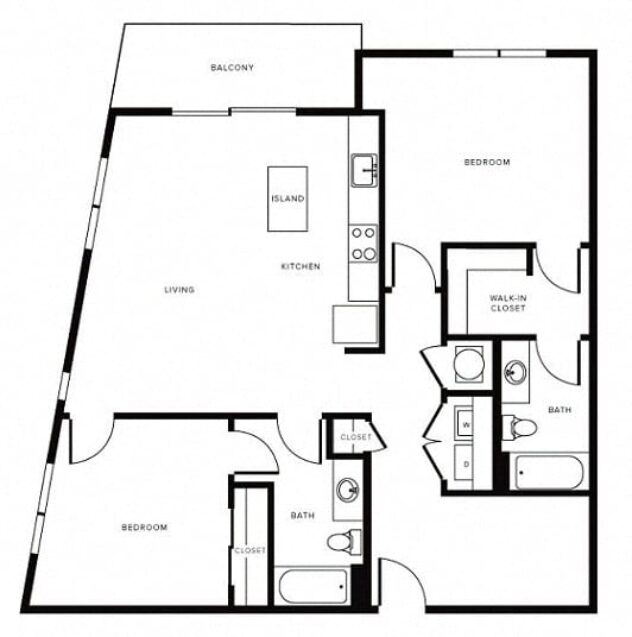 Rendering of the B4 floor plan with 2 bedroom[s] and 2 bathroom[s] at Morningside Atlanta by Windsor