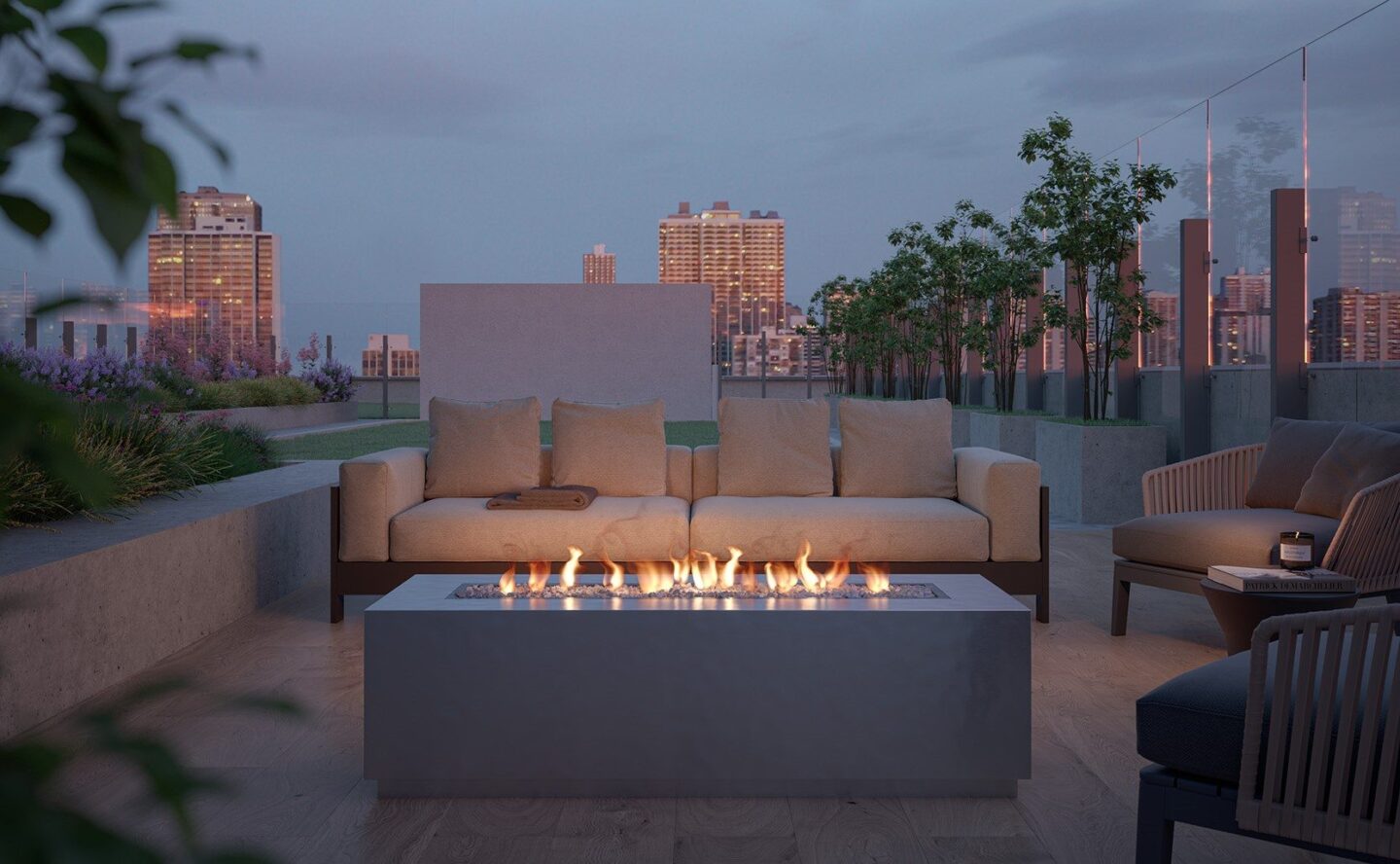 Rooftop seating area at Windsor North + Vine 633 W North Ave, Chicago, IL 60610.