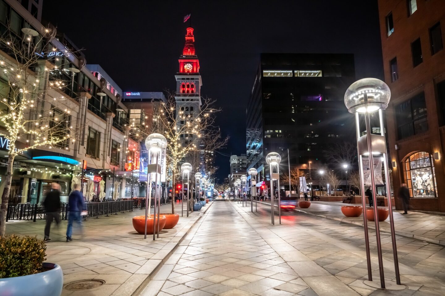 Night view of 16th St Mall near Windsor 3000 Huron, 3000. N. Huron Street, Denver, CO 80202.